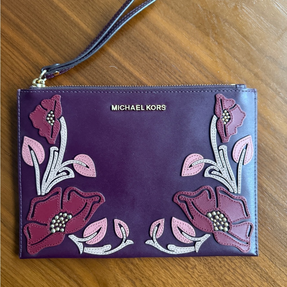 Michael Kors Purple and Red Floral Clutch